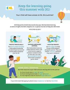 Summer learning handout