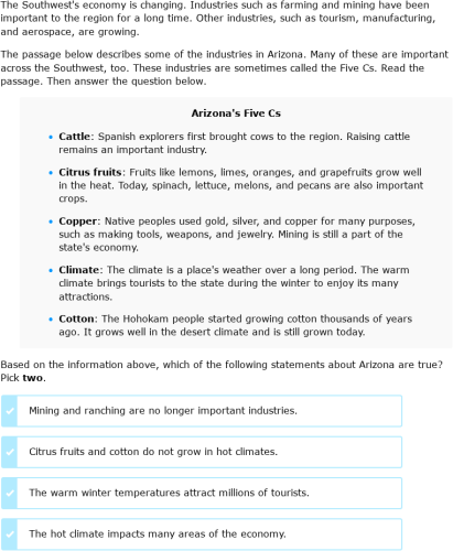 IXL | Region profile: the Southwest | 5th grade social studies