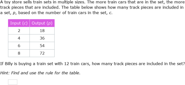 IXL | Find the rule: word problems | 8th grade math