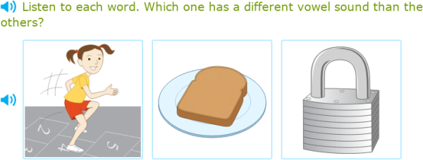 IXL | Choose the word that has a different vowel sound | 1st grade