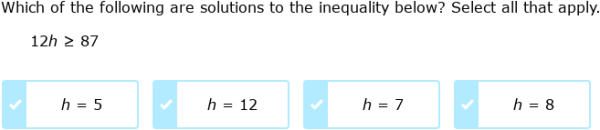 IXL | Solutions to inequalities | 5th grade math
