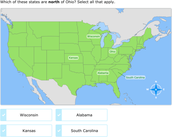 IXL | Read a map: cardinal directions | 3rd grade social studies