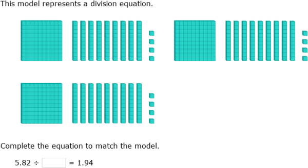 IXL | Divide decimals using blocks: complete the equation | 6th grade math