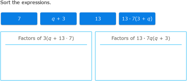 IXL | Sort factors of variable expressions | 8th grade math