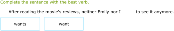 IXL | Use the correct verb – with compound subjects | 7th grade