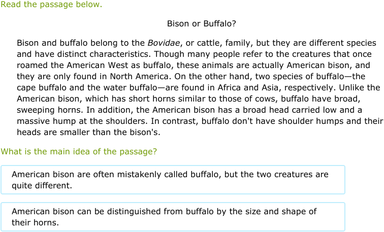 Ixl Determine The Main Idea Of A Passage 7th Grade Language Arts