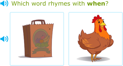 IXL | Choose the picture that rhymes with the word | Pre-K language arts