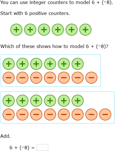 IXL | Add and subtract integers using counters | 8th grade math