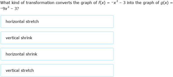 IXL - Describe function transformations (Algebra 1 practice)