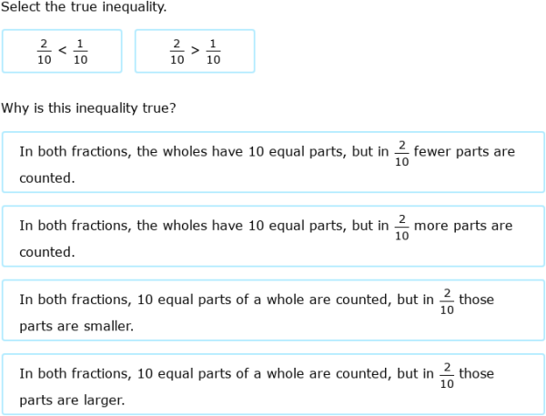 IXL | Compare fractions and justify your answer | 3rd grade math