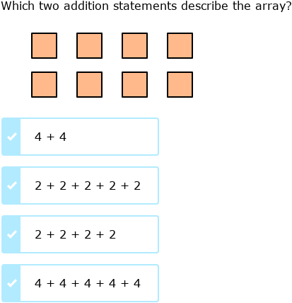 IXL | Identify repeated addition for arrays: sums to 25 | 3rd grade math