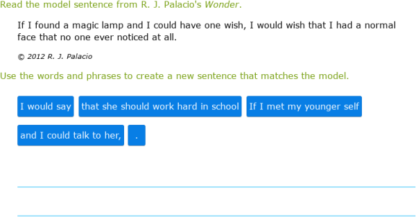 IXL | Create varied sentences based on models | 4th grade language arts