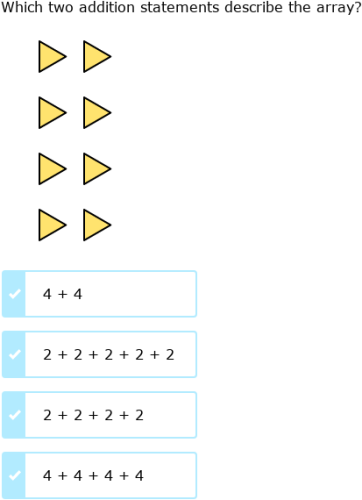 IXL | Identify repeated addition for arrays - sums to 25 | 2nd grade math