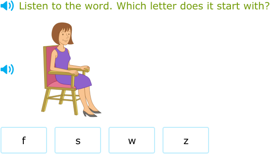 IXL | Which letter does the word start with? | Kindergarten language arts