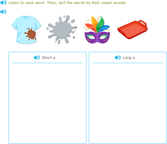 IXL | Sort short and long vowel words | 2nd grade language arts