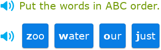 IXL | Put the words in ABC order | 1st grade language arts