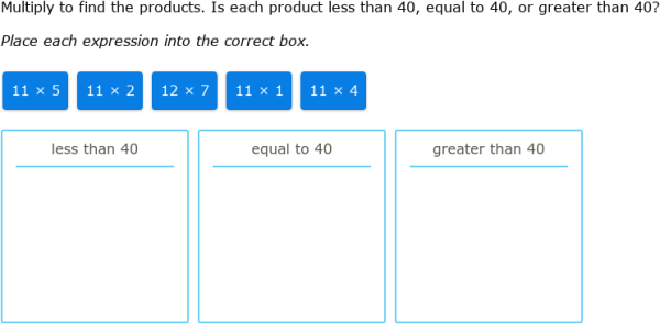 IXL | Multiplication facts for 11 and 12: sorting | 3rd grade math