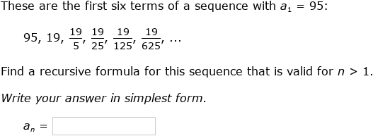 IXL - Write a formula for a recursive sequence (Algebra 1 practice)