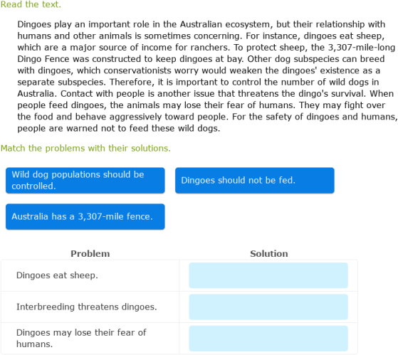 IXL | Match problems with their solutions | 6th grade language arts