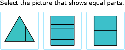 IXL | Equal parts - 2, 3, and 4 equal parts | 1st grade math
