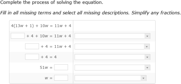 IXL | Solve multi-step equations: complete the solution | 8th grade math
