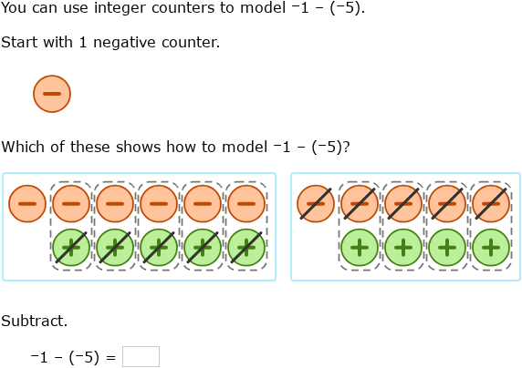 IXL | Subtract integers using counters | 6th grade math