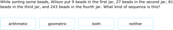 IXL | Identify arithmetic and geometric sequences | 7th grade math