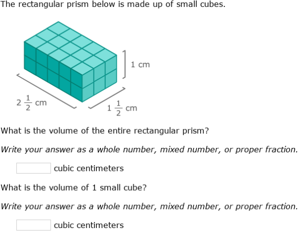 IXL | Volume of a rectangular prisms: fractional edge lengths | 6th