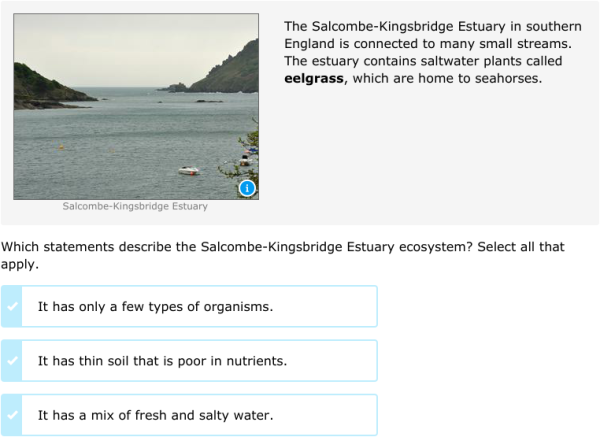 IXL | Describe ecosystems | 6th grade science