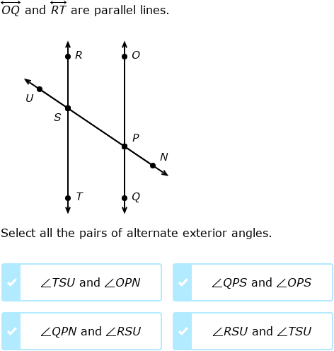 IXL | Transversals of parallel lines: name angle pairs | 7th grade math