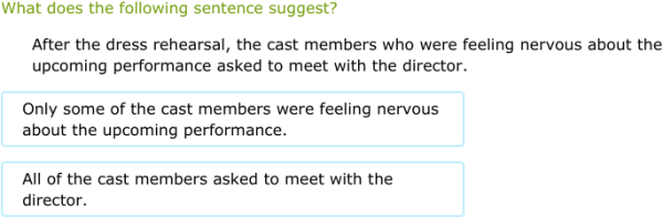 IXL | What does the punctuation suggest? | 11th grade language arts