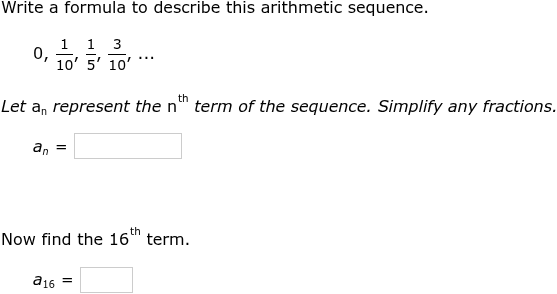 IXL - Write a formula for an arithmetic sequence (Algebra 2 practice)