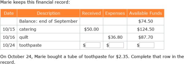 IXL | Keeping financial records | 7th grade math