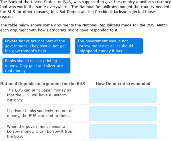 IXL | Tariff, nullification, and bank war | 8th grade social studies