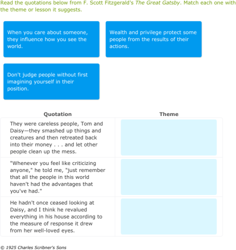 IXL | Match the quotations with their themes | 7th grade language arts
