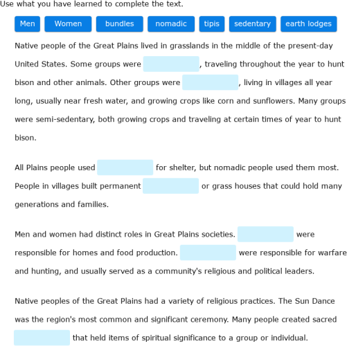 IXL | Native peoples of the Great Plains | 6th grade social studies