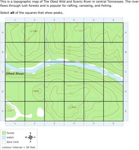 IXL | Select parts of a topographic map | 6th grade science