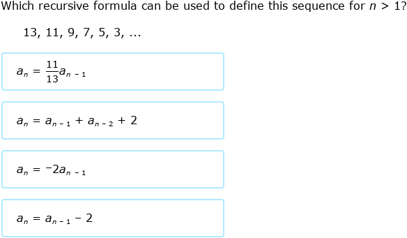 IXL - Write a recursive formula: arithmetic sequences (Algebra 1 practice)