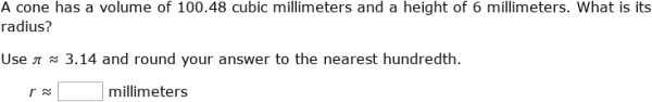 IXL | Volume of cones: find the missing dimension | 8th grade math