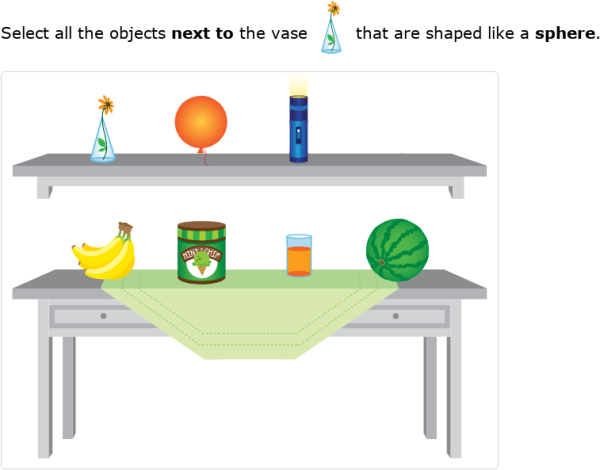 IXL | Three-dimensional shapes - beside and next to | Kindergarten math
