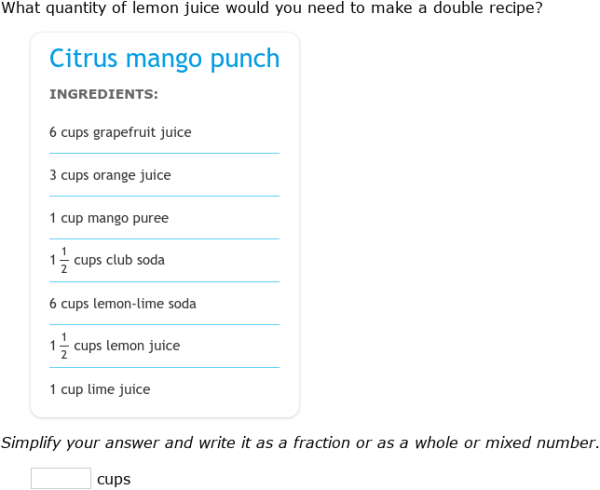 IXL | Multiply fractions and mixed numbers in recipes | 5th grade math
