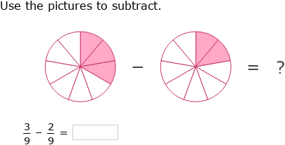 IXL | Subtract fractions with like denominators using area models | 4th