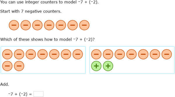 IXL | Add integers using counters | 6th grade math