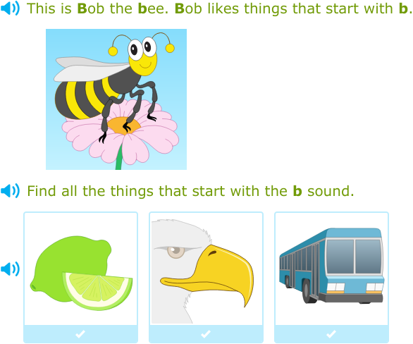 IXL | Find all the words that start with a given sound | Pre-K language