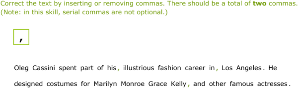 IXL | Commas with series, dates, and places | 11th grade language arts