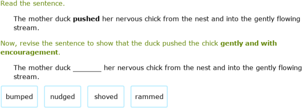 IXL | Revise the sentence using a stronger verb | 6th grade language arts